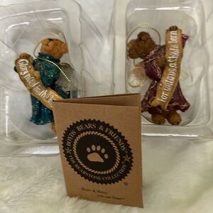 Boyd’s Bear Ornaments 2 piece Set (NWOT)